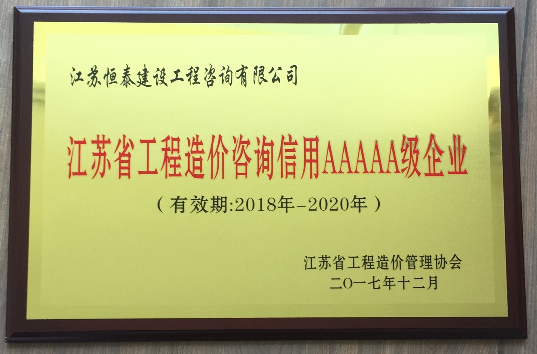江苏省工程造价咨询信用AAAAA级企业—买球(中国)建设